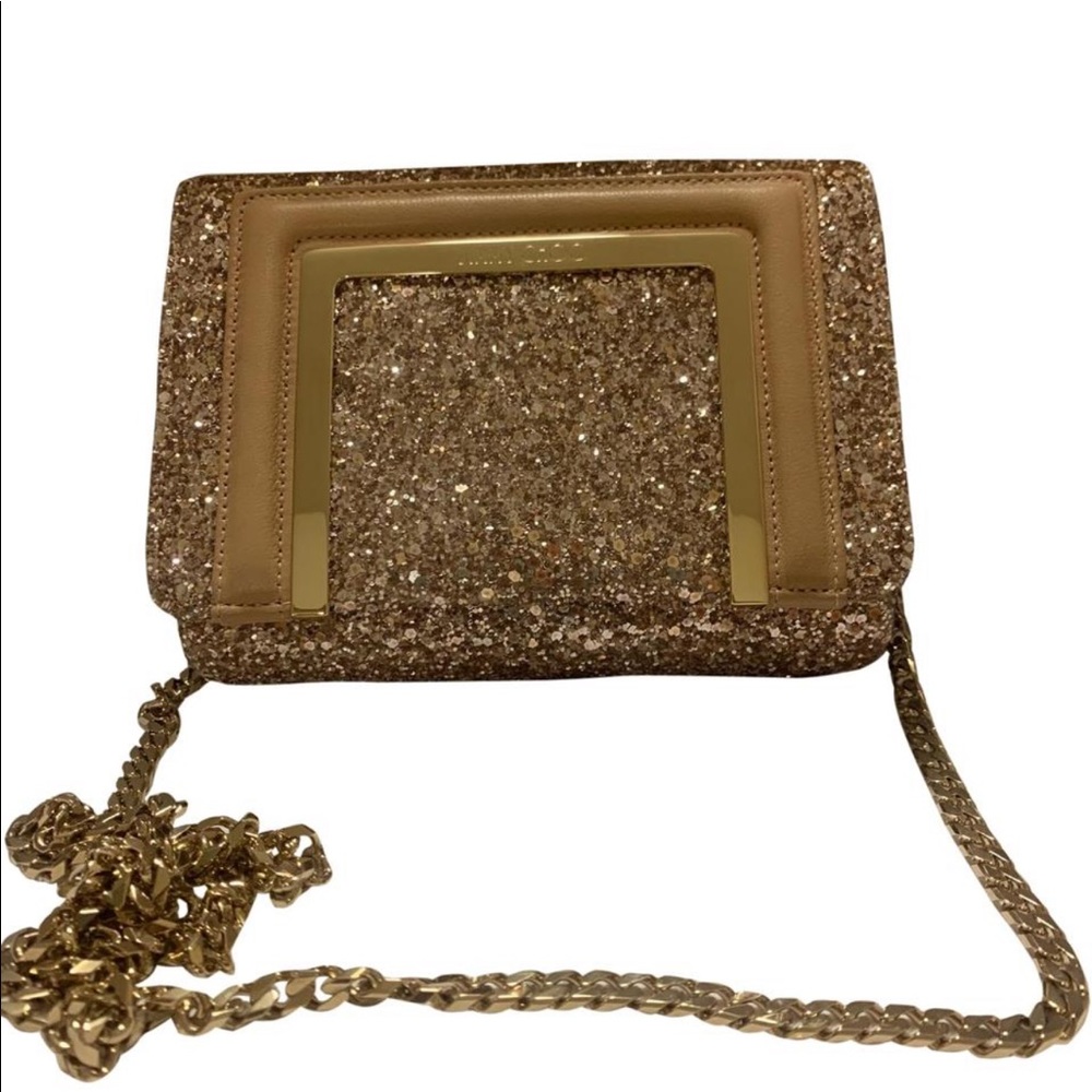 Jimmy Choo Ava Leather Suede Glitter Crossbody